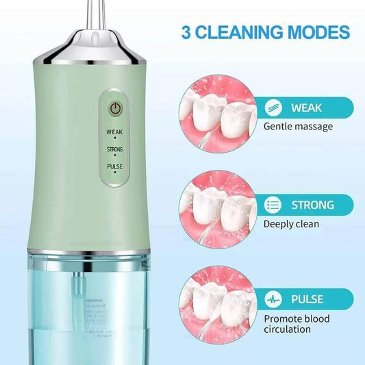 Water Flosser Teeth Cleaning Device - جهاز خيط الماء 220 مل القابل للشحن – 3 أوضاع تنظيف