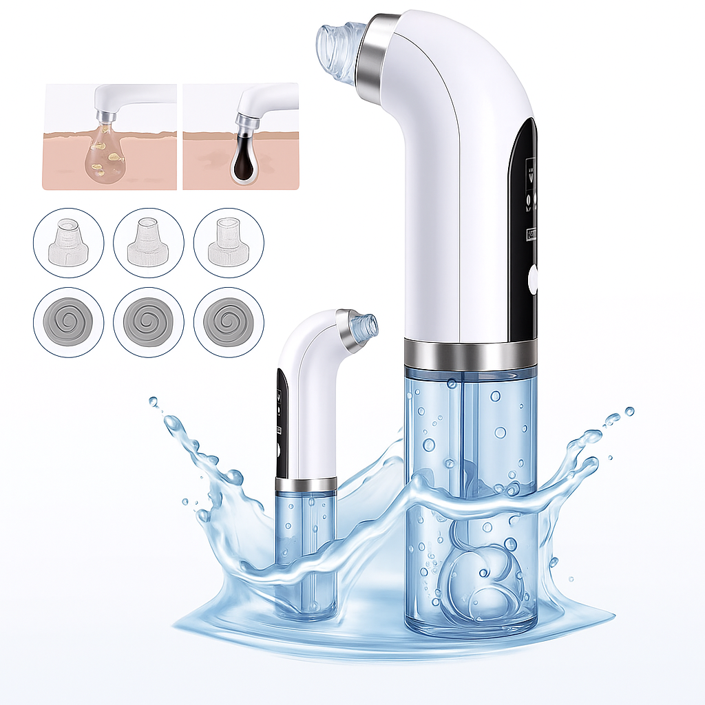 "جهاز تنظيف البشرة Small Bubble Beauty لإزالة الرؤوس السوداء – blackhead remover مع رؤوس متعددة وترطيب البشرة"