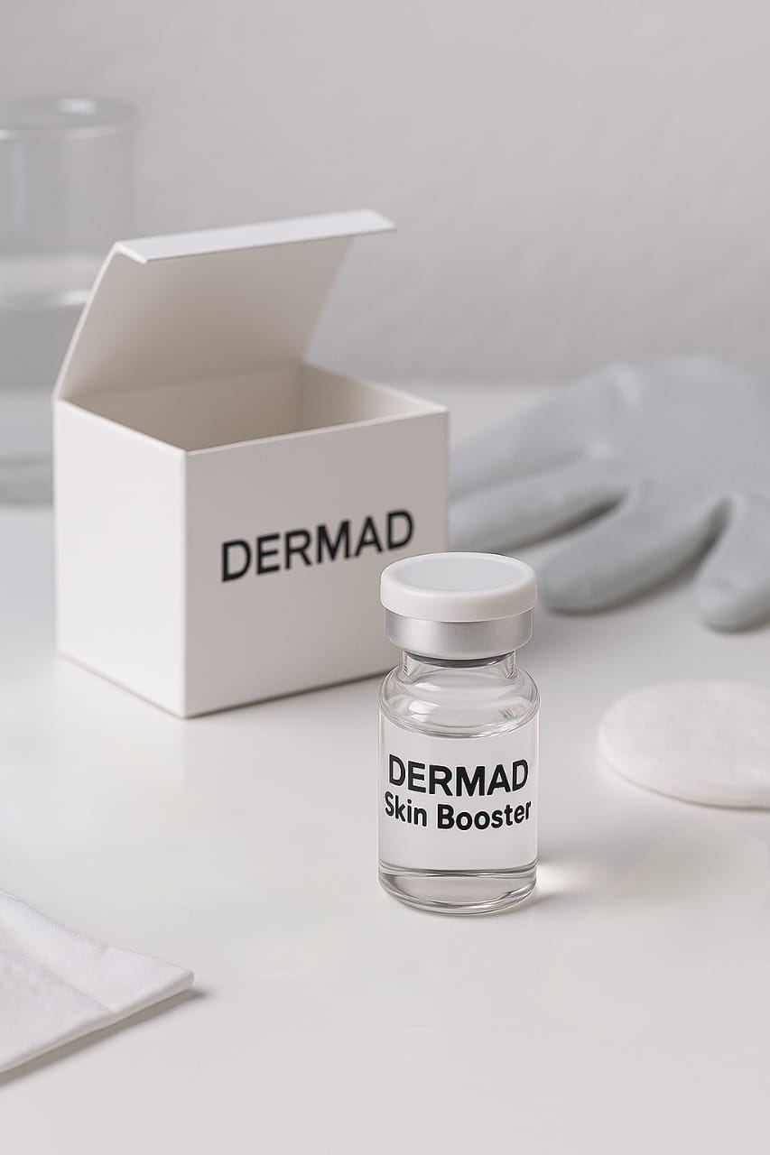Dr. Pen A6 + DermAD Skin Booster in a professional microneedling setup with DERMA Skin Booster vial.