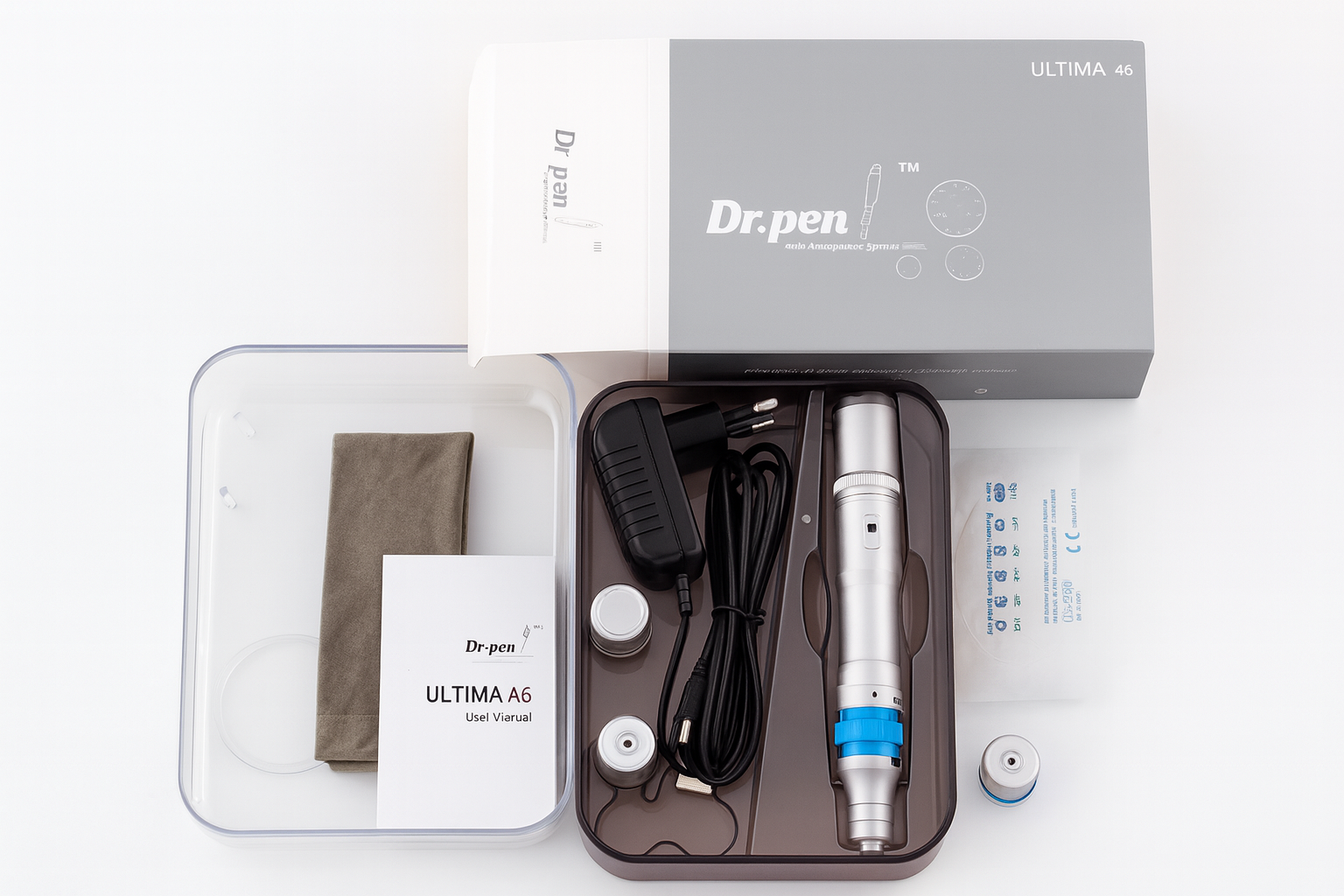 طقم جهاز ديرما بن Dr. Pen Ultima A6 مع جميع الملحقات – جهاز ميكرونيدلينج احترافي 
لتحفيز الكولاجين وتجديد البشرة